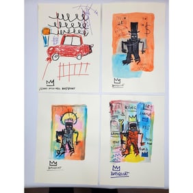 After Jean Michel Basquiat Lot of 4 Paintings
