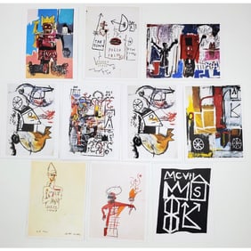 After Jean Michel Basquiat Signed Exhibition Cards