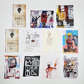 After Jean Michel Basquiat Signed Exhibition Cards