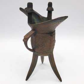 Chinese Archaic Style Bronze Jue Wine Vessel