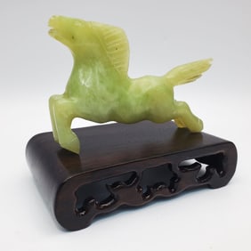 Chinese Green Hard Stone Carving of a Horse