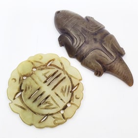 Chinese Lot of 2 Old Jade Pendants