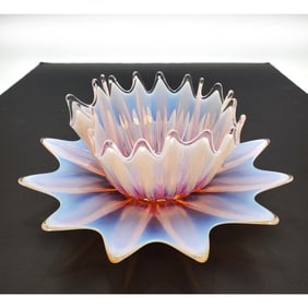 2 Fostoria Heirloom Opalescent Pink Art Glass Item