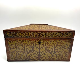 Antique English Boulle Large Double Tea Caddy Box