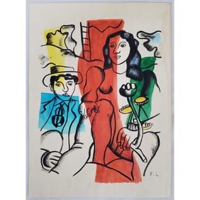 After Fernand Leger Painting Watercolor on Paper