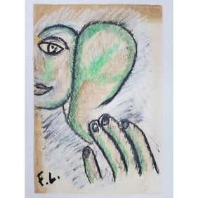 After Fernand Leger Painting Oil Pastel on Paper