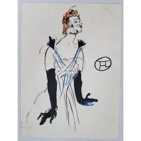 After Toulouse-Lautrec Watercolor & Ink on Paper