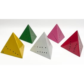 After Lucio Fontana (1899-1968) 5 Metal Pyramids