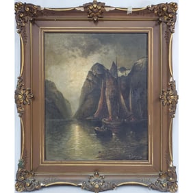 Antique 19th C. Signed Norwegian Oil Painting