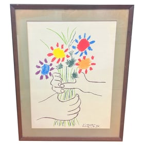 After Pablo Picasso 1950s Print "Bouquet of Peace"