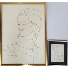 Fine Lot of 2 Signed Vintage Drawings
