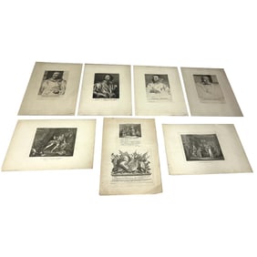 7 Antique European Etchings