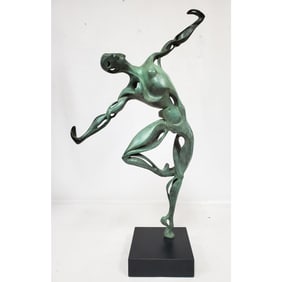 Large Vintage Abstract Bronze Figure of a Dancer