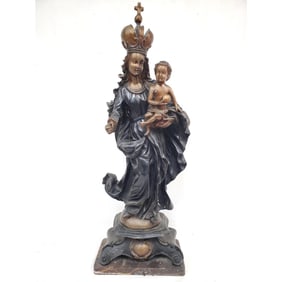 Large Bronze Statue of Madonna & Baby Jesus