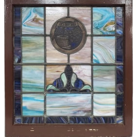 Rare Antique Stained Glass Church Window Panel