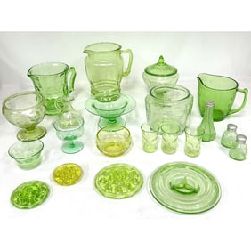 Lot of 22 Antique & Vintage Uranium Glass Items