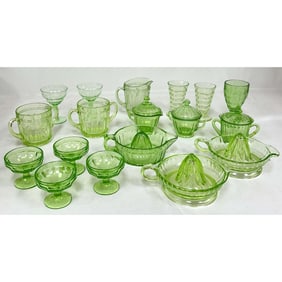 Lot of 18 Antique & Vintage Uranium Glass Items