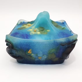 A. Walter Nancy Art Nouveau Pate De Verre Blue Box