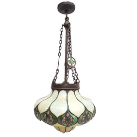 Tiffany Style Art Nouveau Stained Glass Chandelier