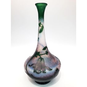Daum Nancy Cameo Glass & Martele Vase