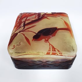 Galle French Art Nouveau Cameo Glass Covered Box