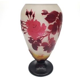 Galle French Art Nouveau Cameo Glass Footed Vase