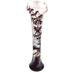 Monumental Galle Art Nouveau Cameo Glass Vase