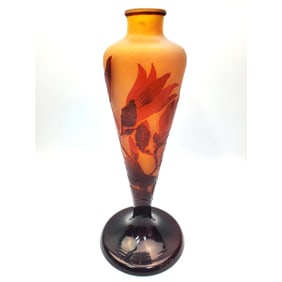 Galle French Art Nouveau Cameo Glass Lamp Base