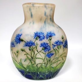 Daum Nancy  Art Nouveau Enameled Cameo Glass Vase