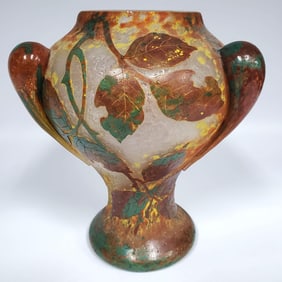 Daum Nancy  Art Nouveau Vitrified Cameo Glass Vase
