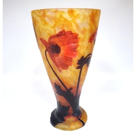 Daum Nancy  Art Nouveau Carved Cameo Glass Vase