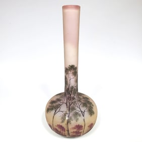 Daum Nancy Enameled Cameo Glass Solifleur Vase