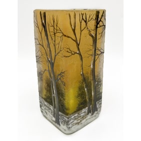 Daum Nancy Art Nouveau Enameled Cameo Glass Vase