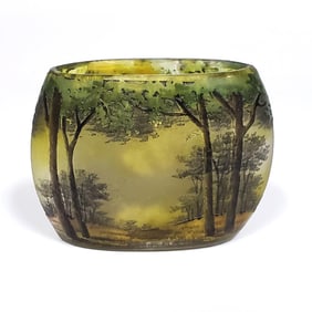 Miniature Daum Nancy Enameled Cameo Glass Vase