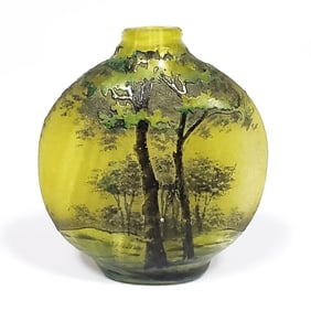 Miniature Daum Nancy Enameled Glass Vase