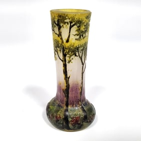 Miniature Daum Nancy Enameled Cameo Glass Vase