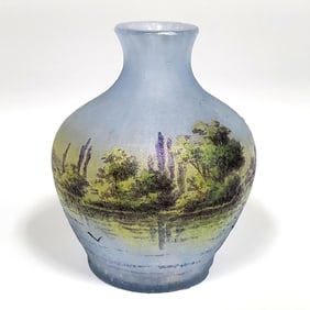 Miniature Daum Nancy Enameled Glass Vase