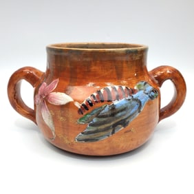 Emile Galle Faience Pottery Two Handle Vase