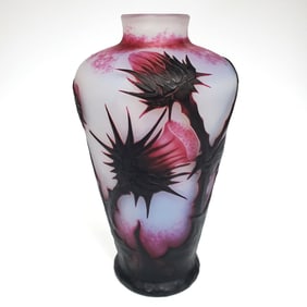 Daum Nancy  Art Nouveau Carved Art Glass Vase