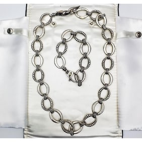 Lagos Caviar Sterling Silver 18K Gold Chain Set