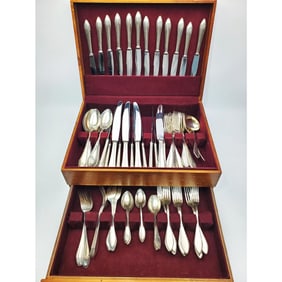 German Art Deco 800 Silver 87 Piece Silverware Set
