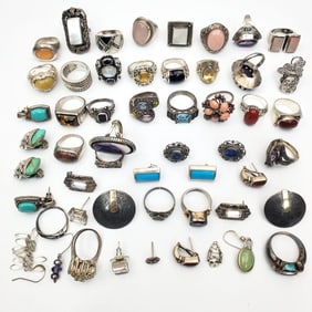Lot of Vintage Sterling Silver Rings & Earrings
