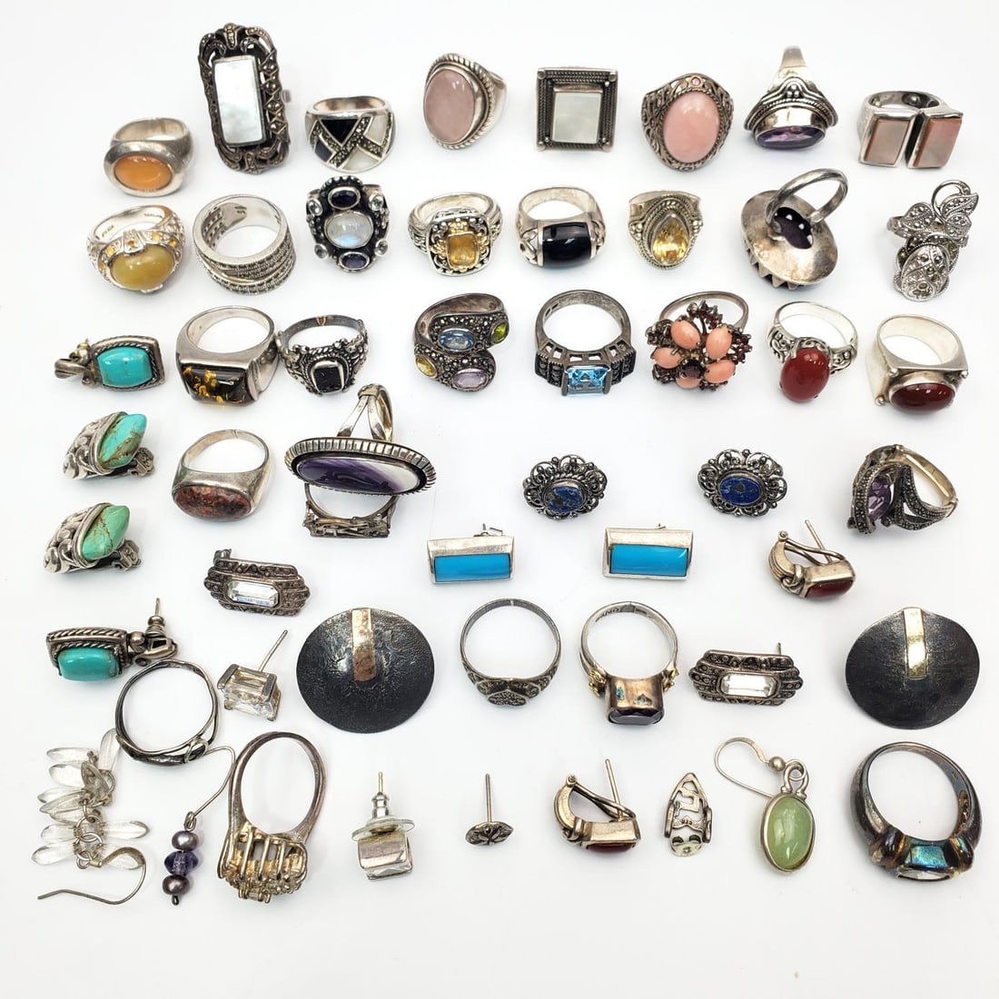 Lot of Vintage Sterling Silver Rings & Earrings (1 of 5)