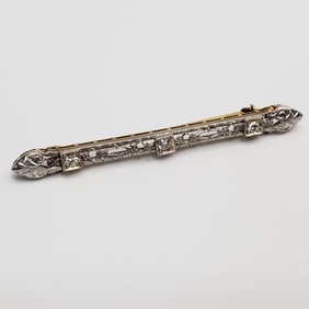 Art Deco 14K Yellow & White Gold Bar Pin
