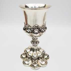 Judaica Vintage Large Sterling Silver Kiddush Cup