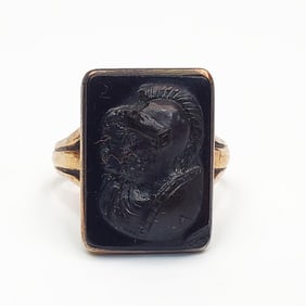 Early Gold & Hematite Intaglio Ring