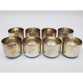 Rare Cartier Set of 8 Sterling Silver Cups