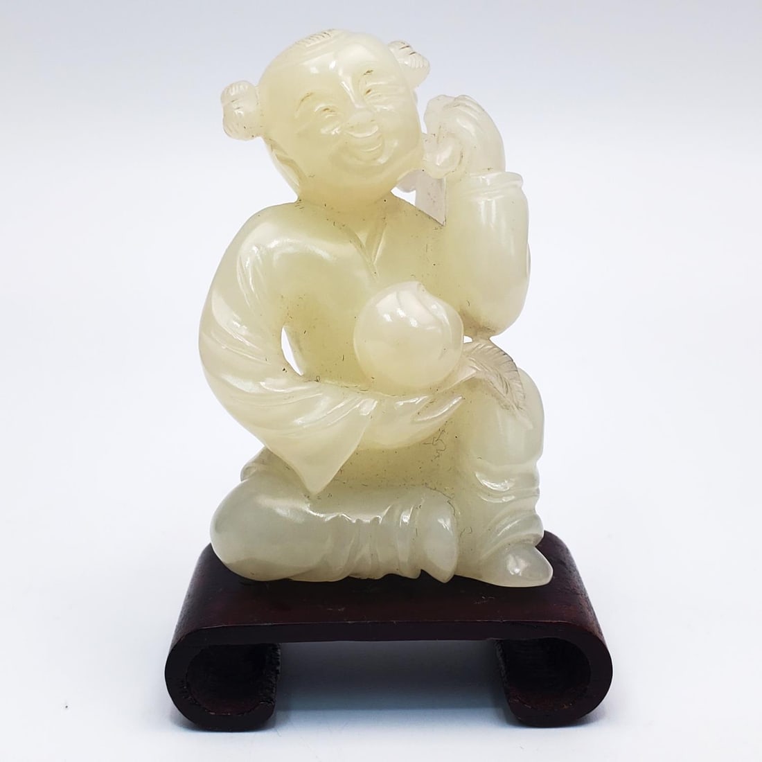 Fine Chinese Carved White Jade "Smiling Boy" (1 of 2)