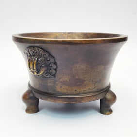 Antique Chinese Signed Bronze Censor