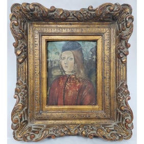 Antique Florentine Painting Oil on Wood